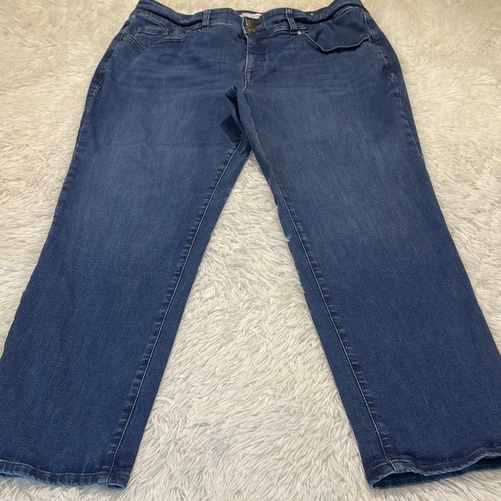 Lane Bryant Dark Blue Jeans HIGH RISE SLIM STRAIGHT TIGHTER TUMMY WOMENS 20